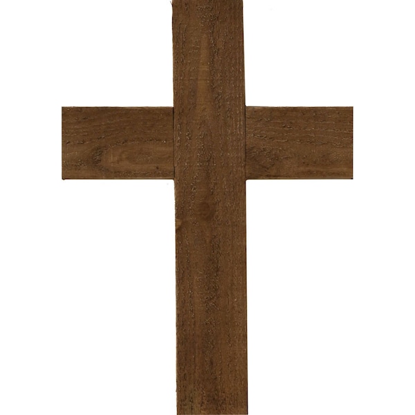 Ekena Millwork 16"W x 24"H x 3/4"D Vintage Farmhouse Cross, Barnwood Decor Collection, Weathered Brown DECR016X024X0750CRSBR - main